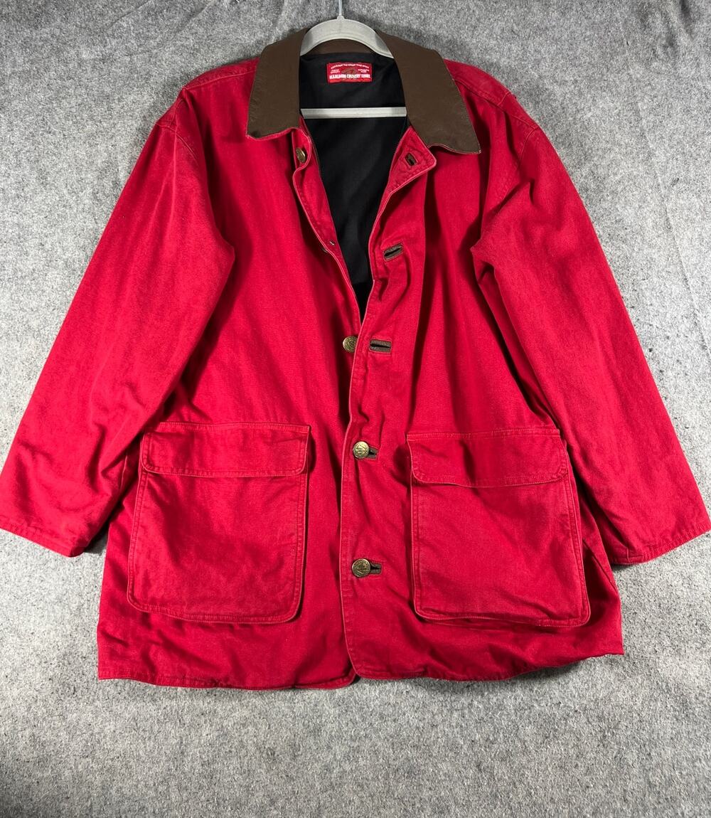 VTG 90s Marlboro Country Store Barn Jacket Mens XL Red Canvas Chore Hunting Coat